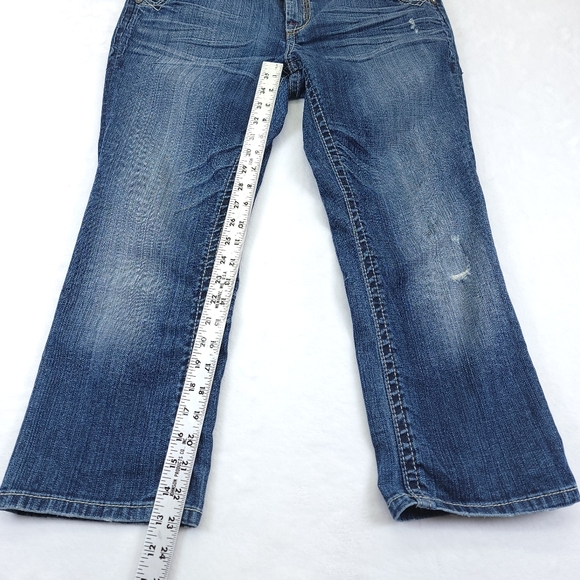 MEK DNM USA New Mazatlan CAPRI Buckle Crop Pants Denim Jeans Size 29 - Picture 5 of 10